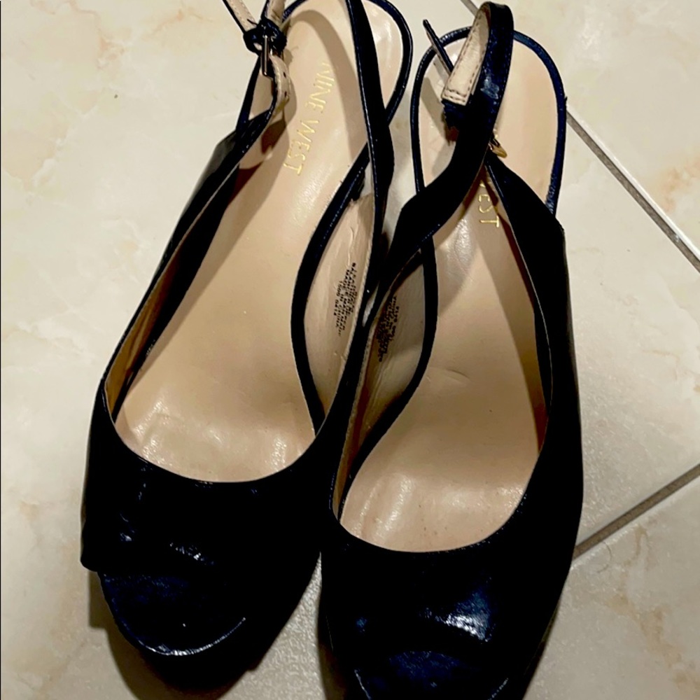 Nine West open toe sling back platform heels